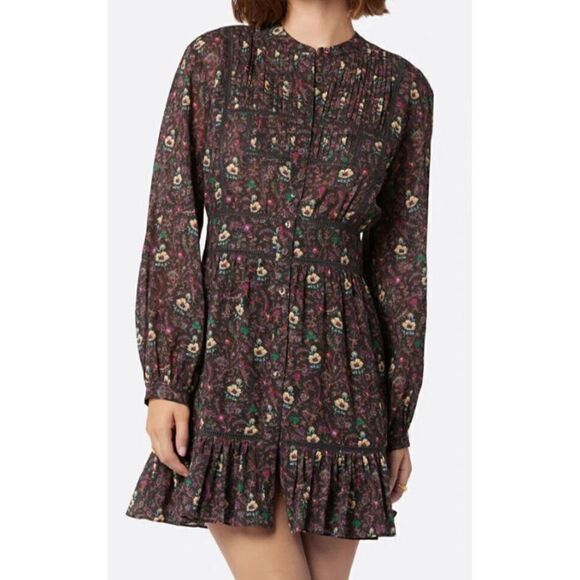 Joie D3264DA9305 Women's Sz 4 Chocolate Torte Floral Charmesse Cotton Dress - Picture 1 of 14